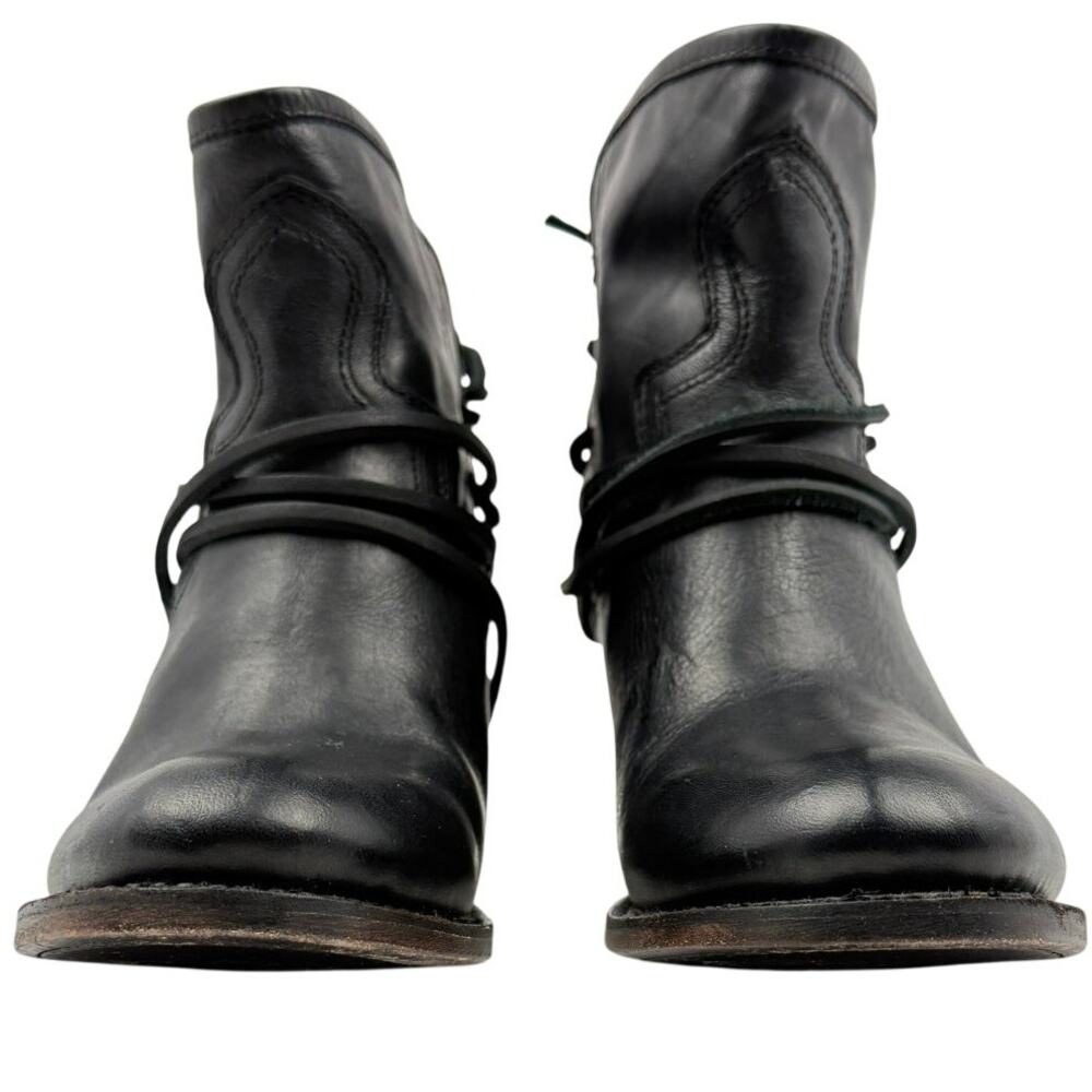 Freebird by Steven Black Leather Wrapped Lace Heeled Booties - Picture 5 of 9